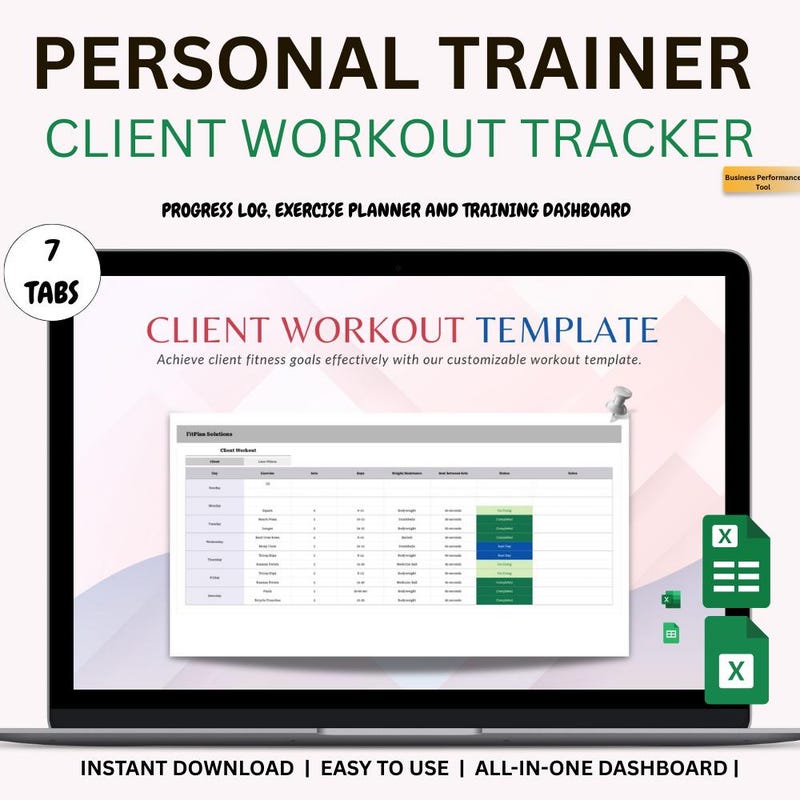 Workout Racker Excel Trainer Templates Excel - Etsy