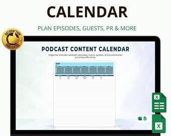 Podcast Content Calendar Excel & Google Sheets: Plan Episodes, Guests and Publishing Schedule