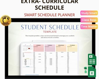 Student Schedule Template Excel & Google Sheets: Organize Classes, Assignments and Study Time