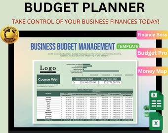 Business Budget Management Template Excel & Google Sheets | Yearly Planner and Expense Tracker
