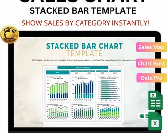 Stacked Bar Chart Template Excel & Google Sheets: Visualize Sales, Categories and Totals