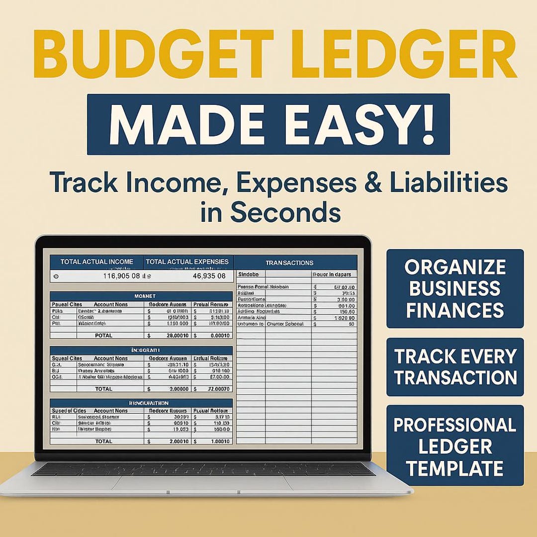 Budget Ledger Template Excel & Google Sheets | Accounting Tracker ...