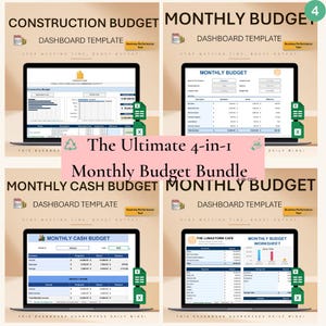 4-in-1 Monthly Budget Template | Excel and Google Sheets | Calendar, Form, Ledger, Report | Finance Planner and Tracker