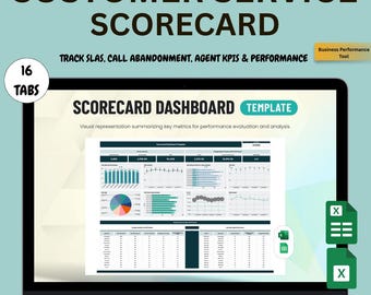 Customer Service Scorecard Template | Excel + Google Sheets | Track SLAs, Call Abandonment, Agent KPIs & Performance