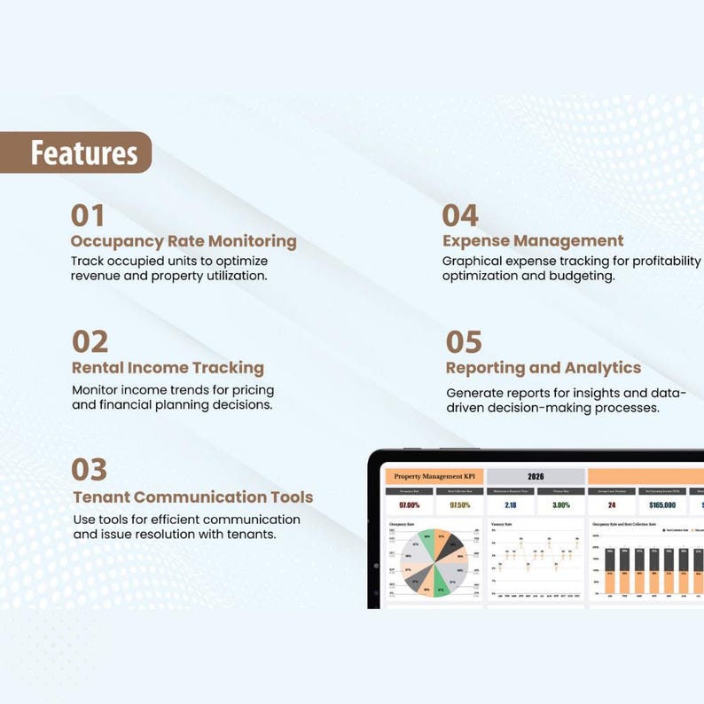 Property Management KPI Template Excel & Google Sheets Track Metrics