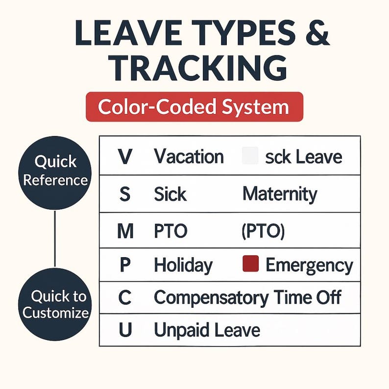 Leave Reference Image Leave Tracker Template Excel & Google Sheets | Employee Leave, Vacation ...