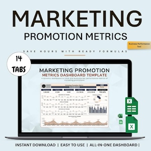 Marketing Dashboard Template Excel & Google Sheets | Campaign Analytics | KPI Tracker | Digital Marketing Metrics Report