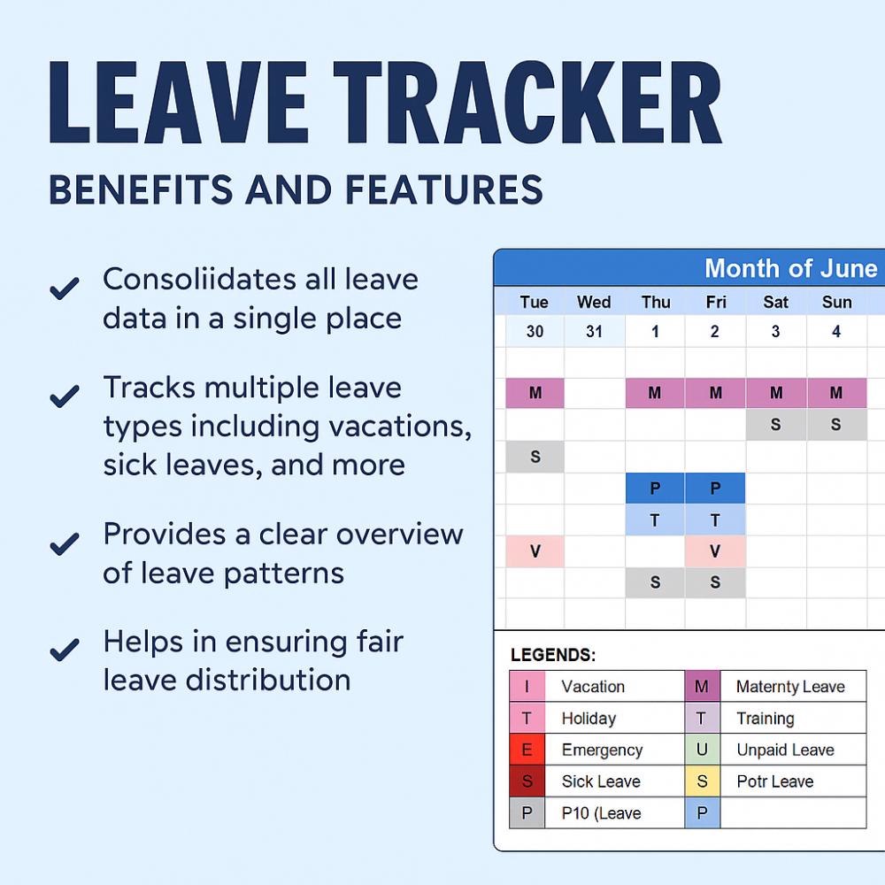 Leave Tracker Template Excel & Google Sheets | Employee Leave, Vacation ...