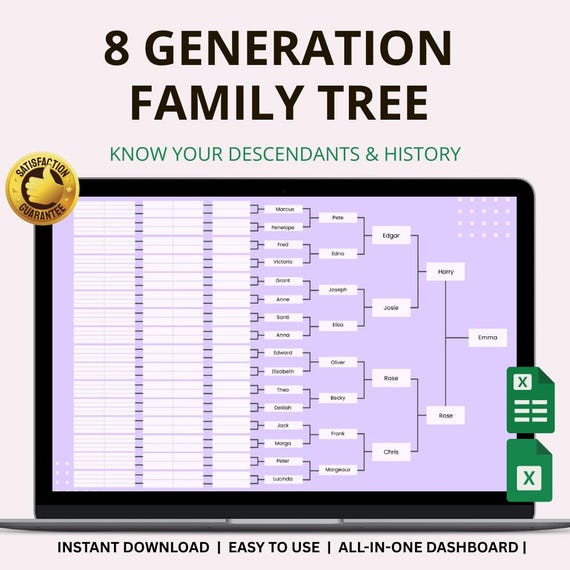 8 Generation Family Tree Chart Template AI, PDF & JPG: Editable