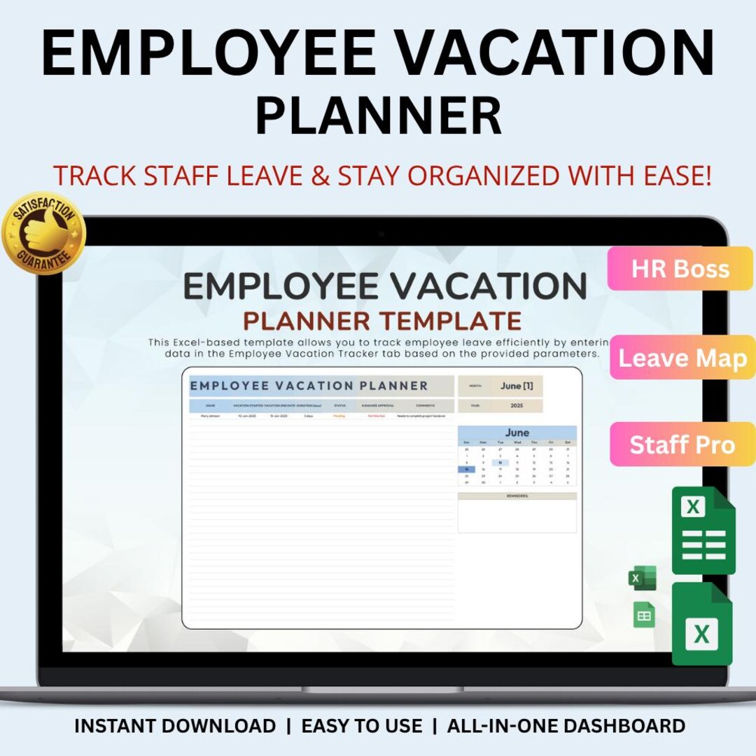 Employee Vacation Planner Template Excel & Google Sheets | HR Leave ...