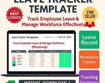 Leave Tracker Template Excel & Google Sheets | Employee Leave, Vacation and Attendance Log
