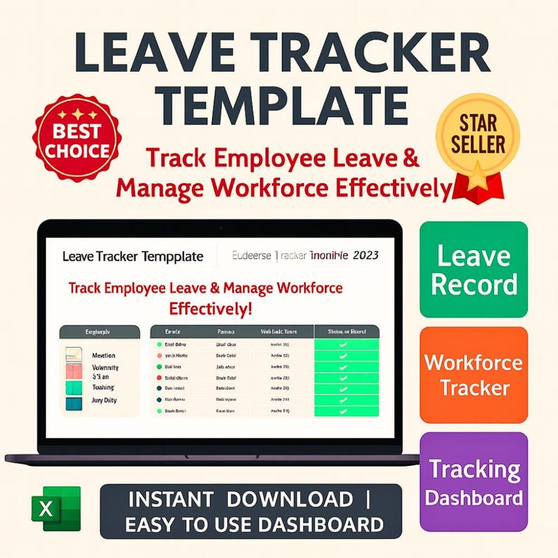 Leave Tracker Template Excel & Google Sheets | Employee Leave, Vacation ...