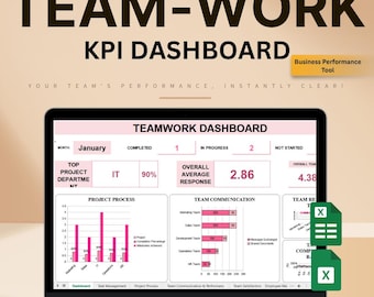 Teamwork Dashboard Excel Template for Project & Task Management, Employee Productivity Tracker and Collaboration Tool