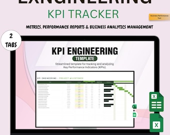 Rastreador de KPIs de Engenharia | Painel do Excel + Planilhas Google para Métricas, Relatórios de Desempenho e Gerenciamento de Análise de Negócios