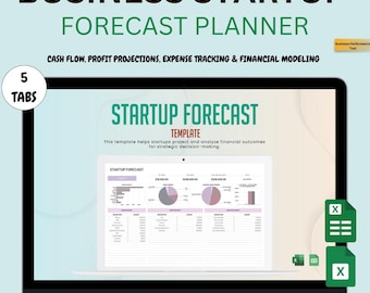 Startup Financial Forecast Template: Excel & Google Sheets (Digital Download)