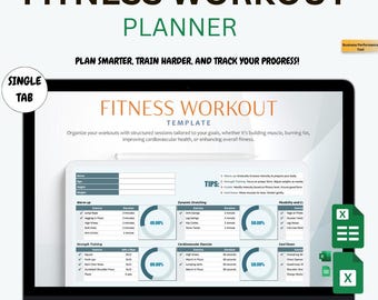 Fitness Workout Planner: Fitness-Studio & Heimübungs-Tracker (Excel + Google Sheets Vorlage zum Herunterladen)