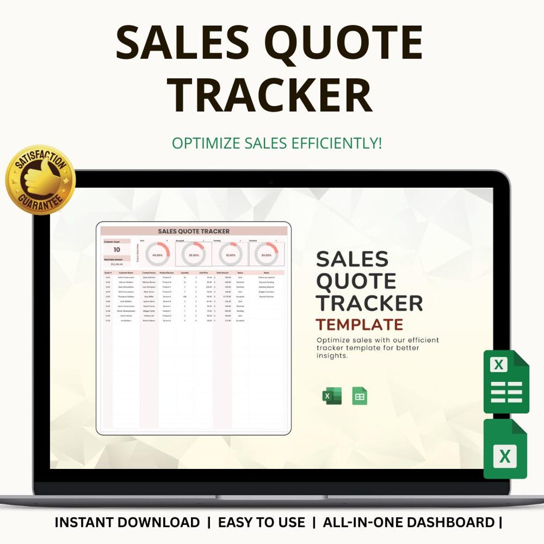 Sales Quote Tracker Excel & Google Sheets: Manage Client Quotes, Deals ...