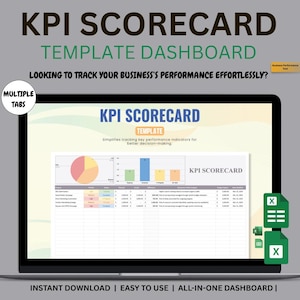 KPI Scorecard Template Excel & Google Sheets | Performance Dashboard and Business Metrics Tracker