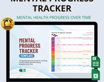 Mental Progress Tracker Excel & Google Sheets: Track Mood, Habits and Personal Growth
