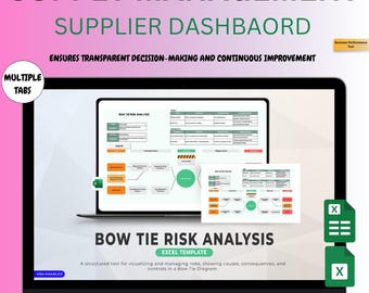 Bow Tie Risk Analysis Excel Template | Automated Risk Management Dashboard, Preventive & Reactive Controls
