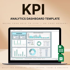 KPI Dashboard Excel Template | Animated Business Metrics Tracker | Visual Excel Report | Editable Analytics Sheet | Key Data Dashboard