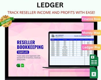 Reseller Bookkeeping Template Excel & Google Sheets | Income, Expenses and Profit Tracking Ledger