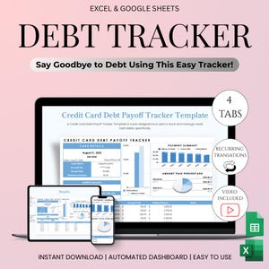 Rastreador de deudas de pago de tarjetas de crédito, imprimible, editable, PDF, descarga digital para carpeta de presupuesto, planificador financiero, plantilla de finanzas personales