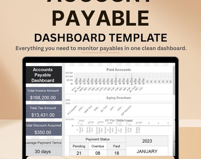 Sample Payable Tracker Accounts Payable Tracker: Excel & Google Sheets Invoice Organizer - Etsy