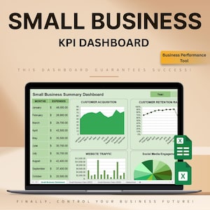 Small Business Dashboard Excel & Google Sheets: Financial Analysis, Growth Tracking and Management Tool