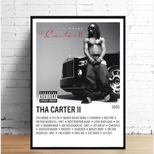 Poster di Lil Wayne Tha Carter II / Copertina minimalista dell'album rap / Stampa musicale digitale scaricabile / Elenco tracce Decorazione hip hop / Poster dell'album classico