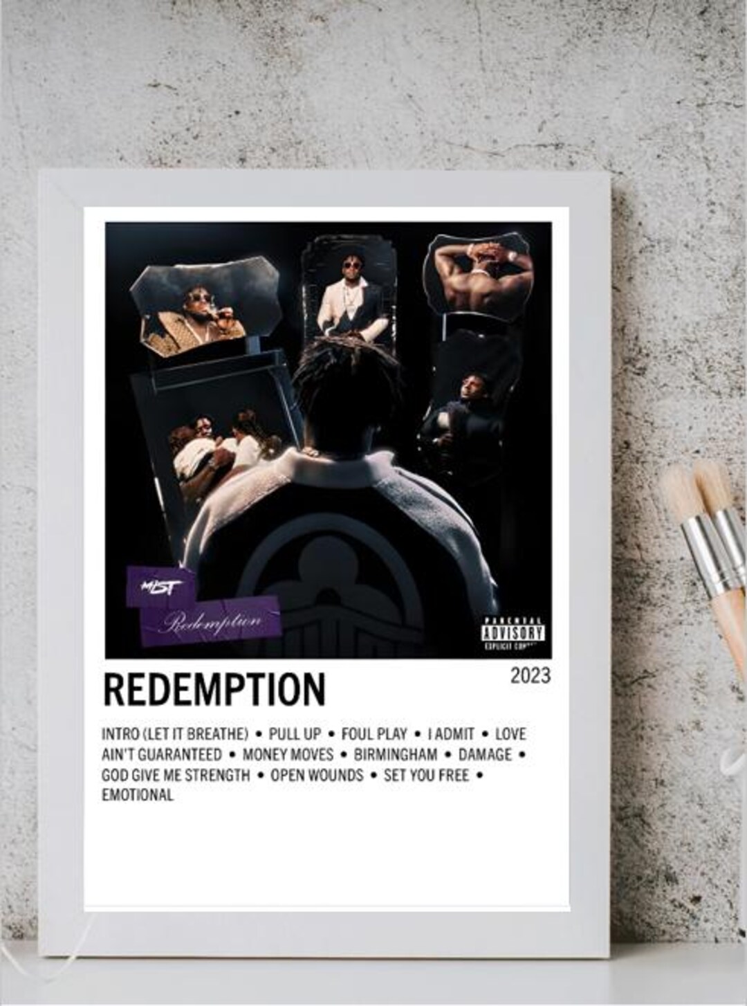 Mist Rapper Poster Mist Redemption Album Art Mini Print: Minimalist UK Rap (digital ...