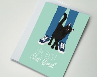 Cat Dad Father's Day Card – Black Cat Illustration, Charity Collaboration