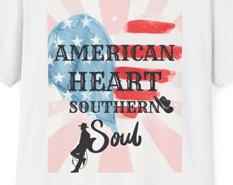 Vintage American Heart Southern Soul T-Shirt: Patriotic 4th of July Tee