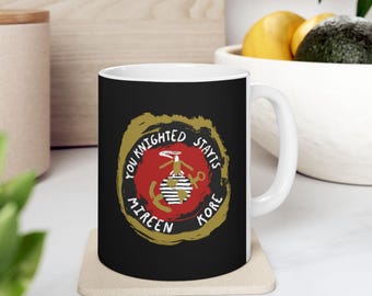 USMC Mug | Ceramic Coffee Cup, Black Background