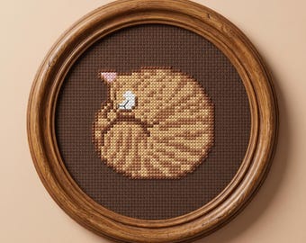 Mini Orange Cat Cross Stitch Pattern, Kitten mini Embroidery (PDF Pattern)