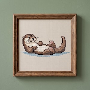 Otter-Kreuzstichmuster, Otter-Blumenstickerei (PDF-Muster)