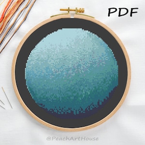 Korsstygnsmönster för planeten Uranus, design för solsystemet (PDF-mönster)