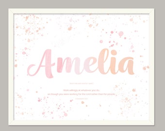 Printable Baby Girl Name Sign Nursery Decor Wall Art