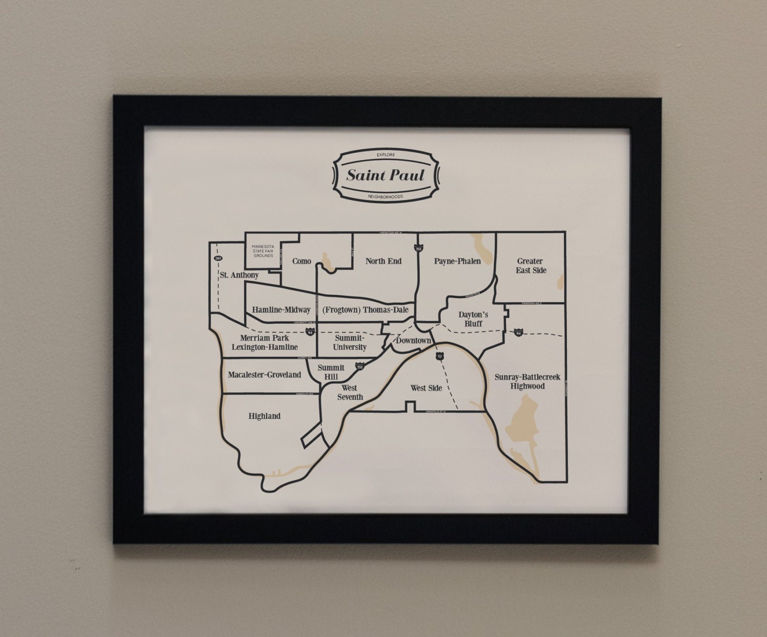 Printable Map of St. Paul Minnesota Home Decor Unique Gift 