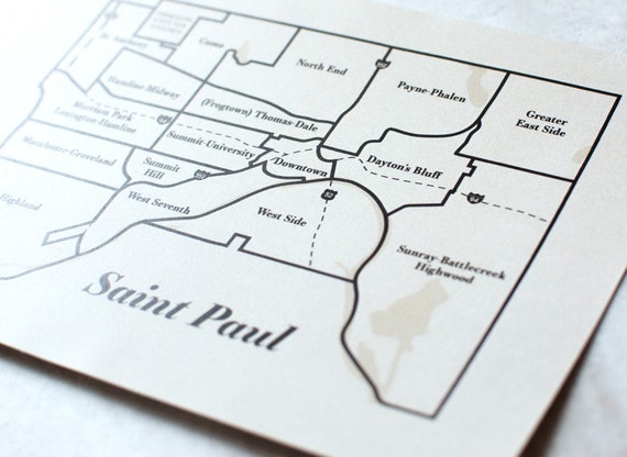 Printable Map of St. Paul Minnesota Home Decor Unique Gift 