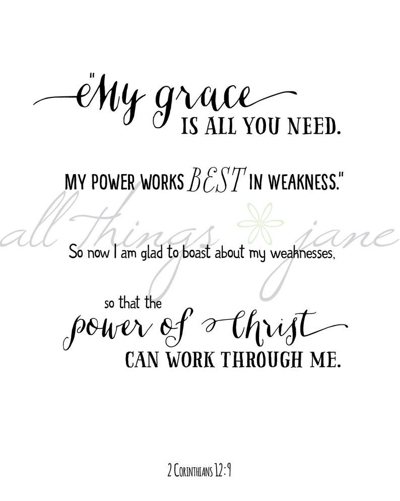 My Grace is Enough Printable Wall Art Bible Verse Scripture Etsy