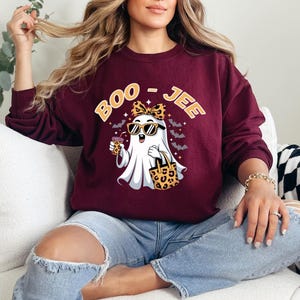 Boojee ghost PNG boo-jee ghost shirt ghost with coffee clipart ghost with bow svg funny ghost sublimation halloween mom girl png