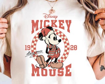 Comfort Colors® Vintage Mickey Mouse Shirt, Disney Mickey 1928 T-Shirt, Retro Mickey Tee, Disney Trip Shirt, Checkered Mickey 90s Style Tee