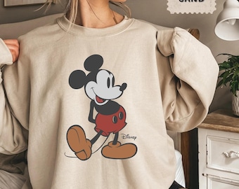 Classic Pose Mickey Mouse Sweatshirt, Vintage Style Disneyland Trip Shirt, Disney Couple Holiday Vacation Crewneck, Retro Mickey Sweater