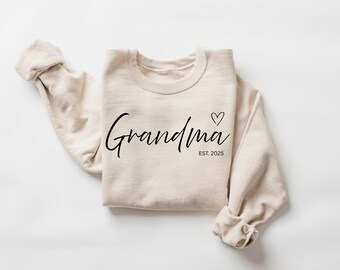 Felpa personalizzata "Nonna Est", felpa "Nonna", regalo per la nonna, girocollo "Gigi", maglietta "Grammy Mimi Nonny Mommy"