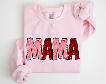 Valentines Mom Sweatshirt, Mama Heart Crewneck, Mother Love Sweater, Cute Women's Cupid Pullover, Trendy Mama Shirt, V-Day Hoodie