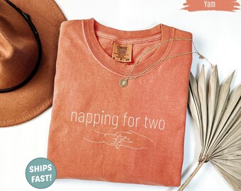 Napping For Two Shirt, Comfort Colors Pregnancy Announcement Tee, Funny Mom to Be T-shirt, Baby Reveal Outfit, Maternity Reveal Gift