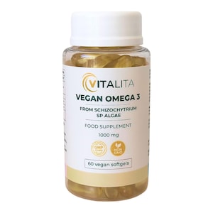 VITALITA Vegan Omega 3 | Algae Oil | 60 softgels | 750mg DHA + 250mg EPA | Algae Omega 3 | Vegetarian Omega 3 | High Dha Epa | Plant-Based