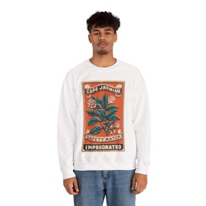 Vintage Jasmine Matchbox Sweatshirt, Arab Nostalgia Crewneck, Unisex Levantine Floral Design, Retro Middle Eastern Aesthetic