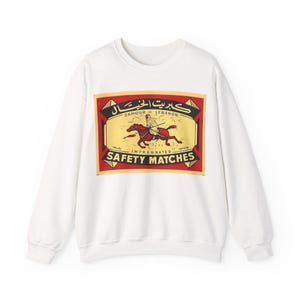 Vintage Damour Lebanon Matchbox Sweatshirt, Coastal Arab Nostalgia Crewneck, Unisex Levantine Design, Retro Lebanese Print, Diaspora